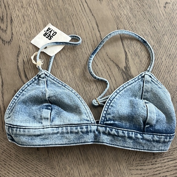 Revolve SER.O.YA Addilyn Bra XS or Medium Denim Jean Bralette y2K Women’s layer - Picture 11 of 12